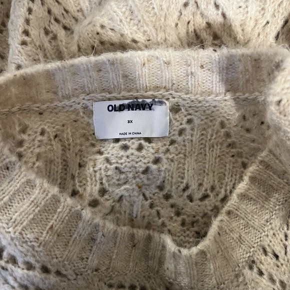 Old Navy Ruffle-Trim Pointelle-Knit Sweater Plus Size 3X Cream Oatmeal 742590 - Picture 7 of 12